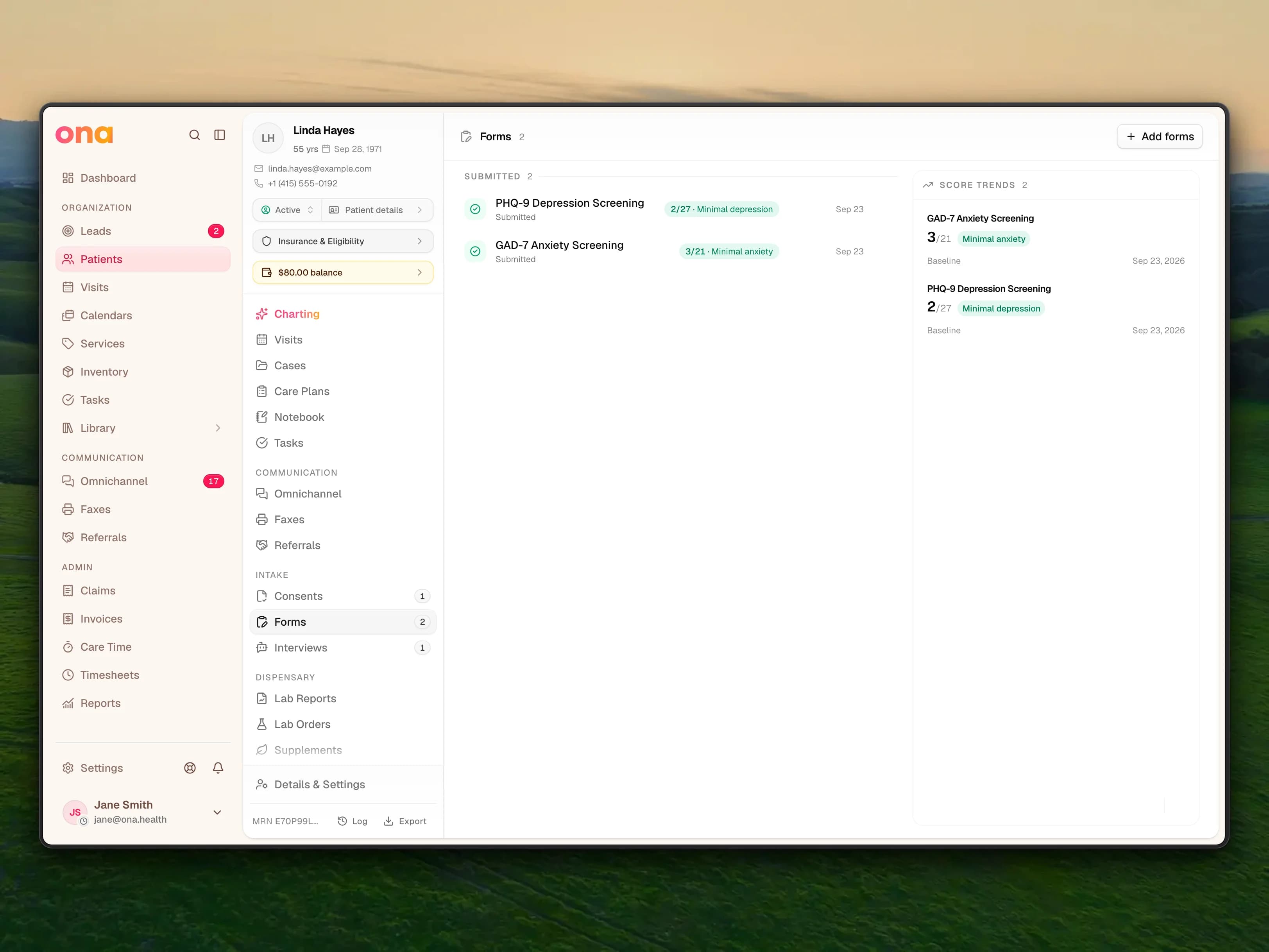Intake Forms in Ona