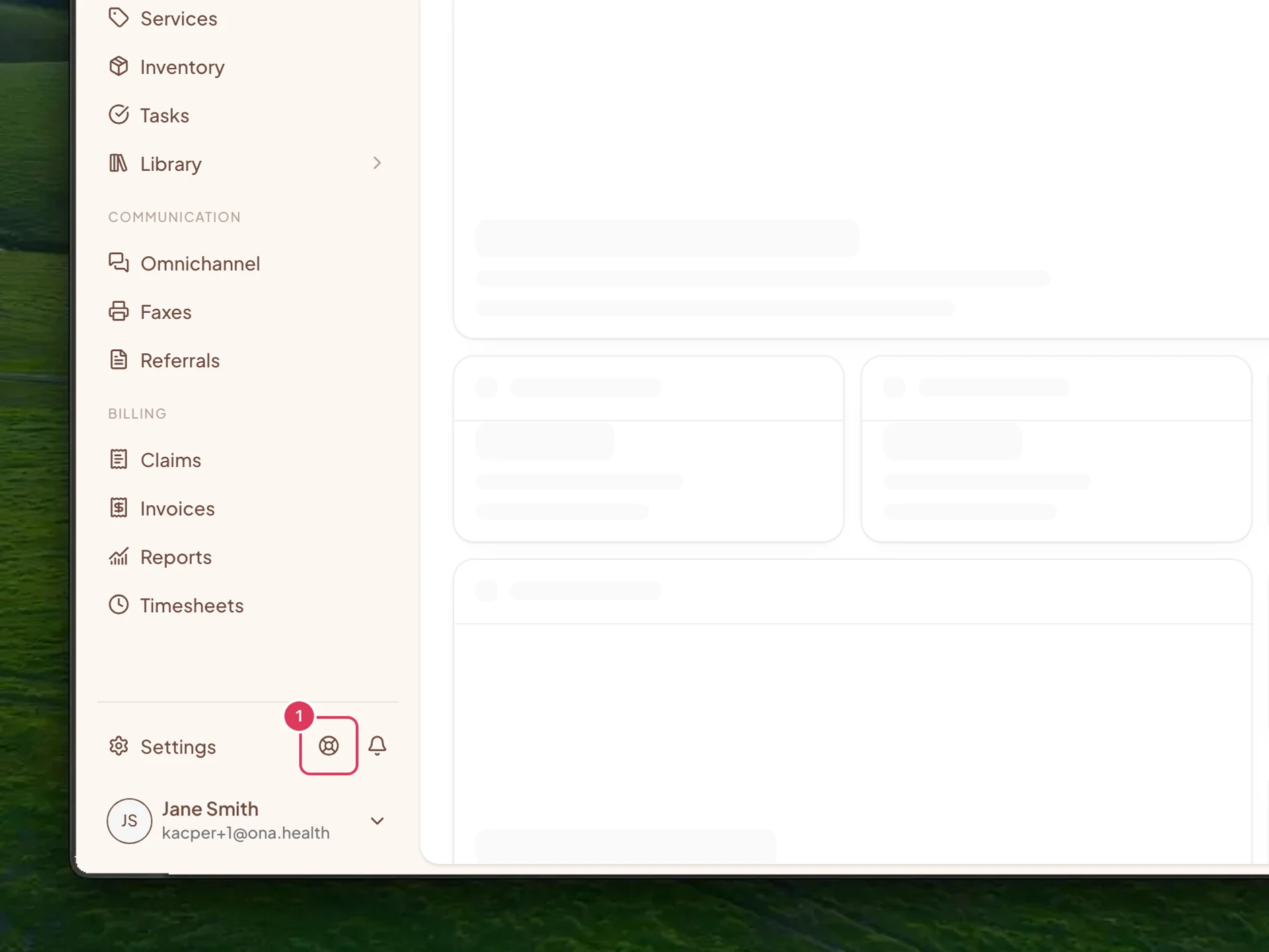 The Dashboard is open with the Help Center link visible near the bottom of the left sidebar.